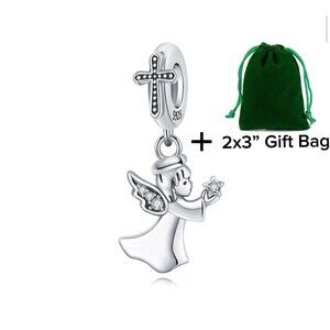 Angel, Cross Dangle Charm | 925 Silver | Brand New